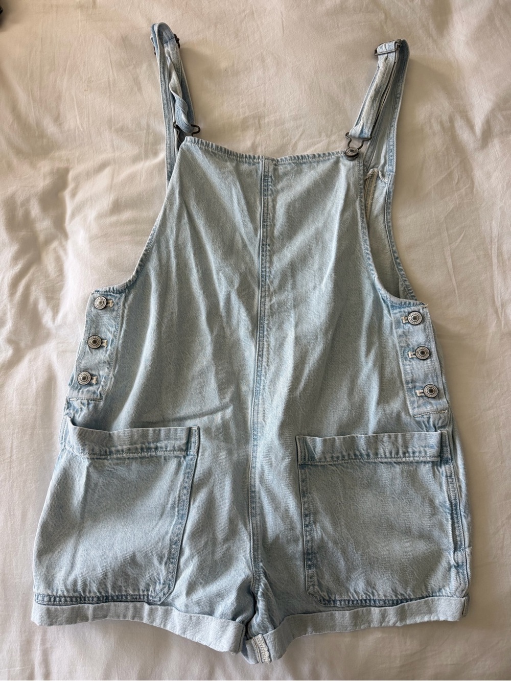 American Eagle Light Blue Denim Short Overalls